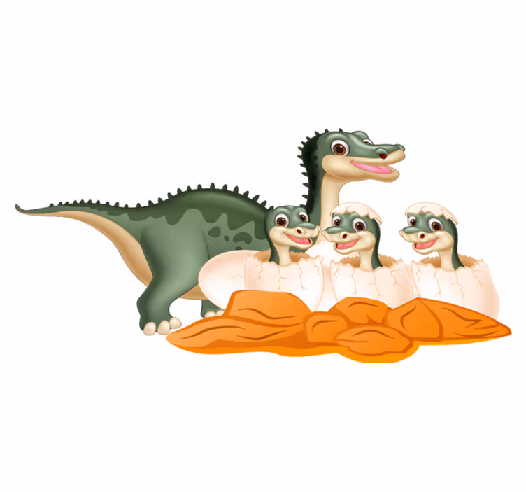 Vinylové koberce zvieratá roztomilá dinosaurová rodina - Tenstickers
