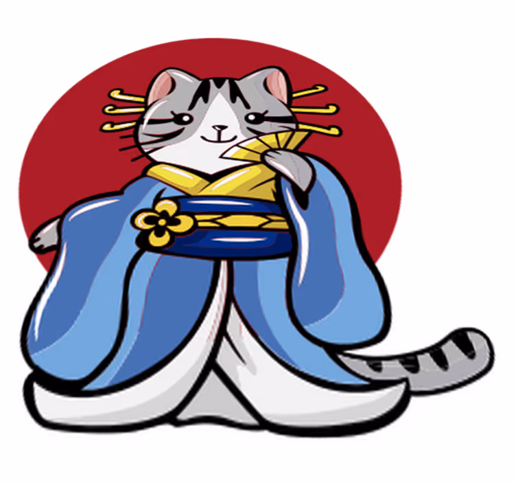 Vinylové koberce zvieratá japonská dekoratívna mačka - Tenstickers