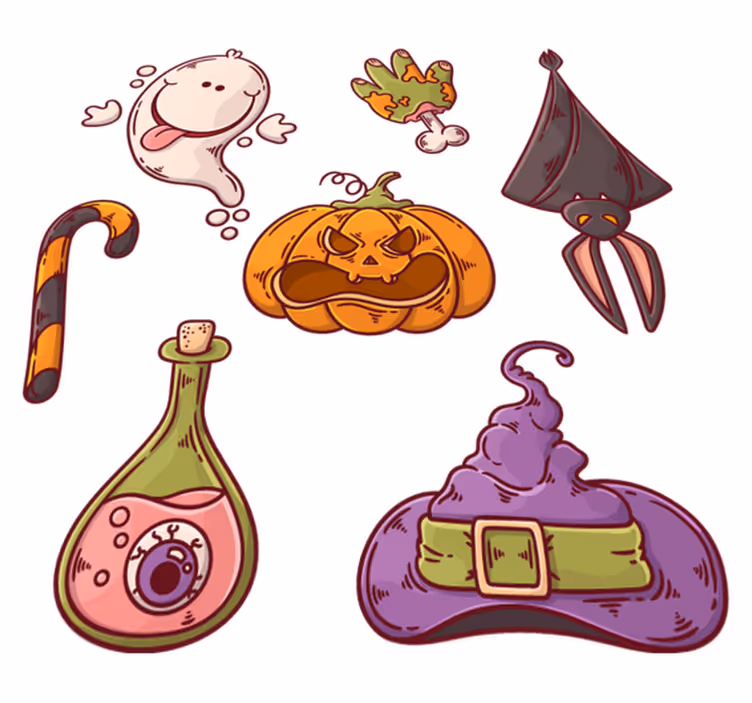 Vinylový koberec halloween s halloweenskymi postavami - Tenstickers