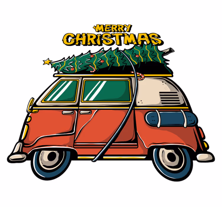 Vianočný vinylový koberec santa auto - Tenstickers