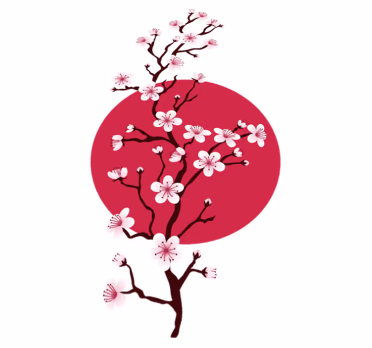 Vinylový koberec s kvetmi vetvy japonskej čerešne - Tenstickers