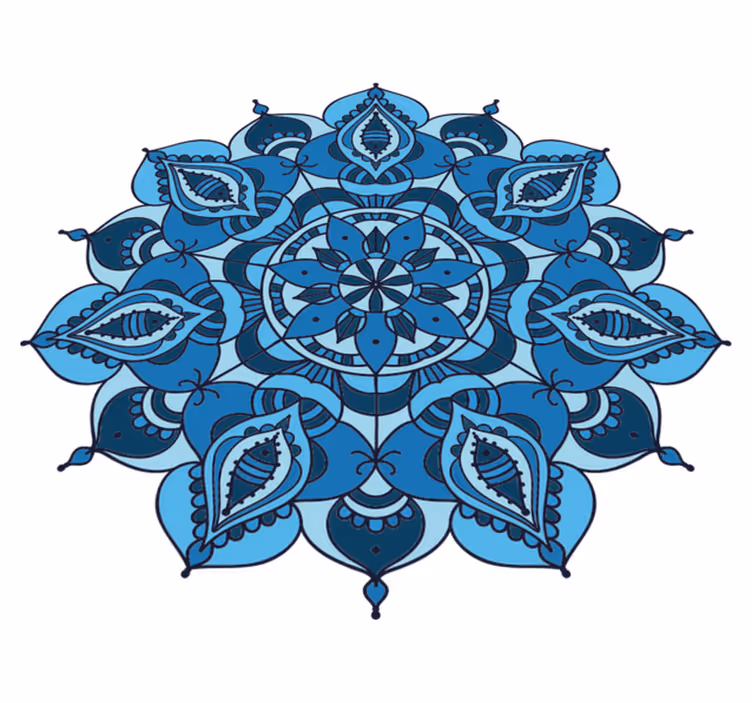 Vinylový koberec s kvetmi modrá lotosová mandala - Tenstickers