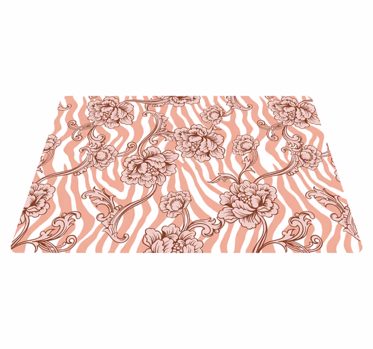 Vinylový koberec s kvetmi zebra a dekoratívne kvety - Tenstickers