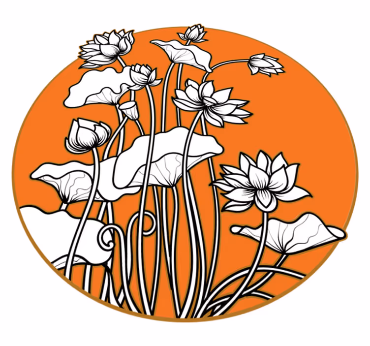 Vinylový koberec s kvetmi v štýle ilustrácie lotosu - Tenstickers