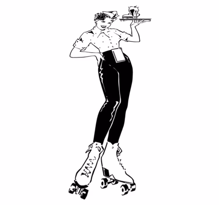 Vinylový koberec do kuchyne vintage čašníčka - Tenstickers