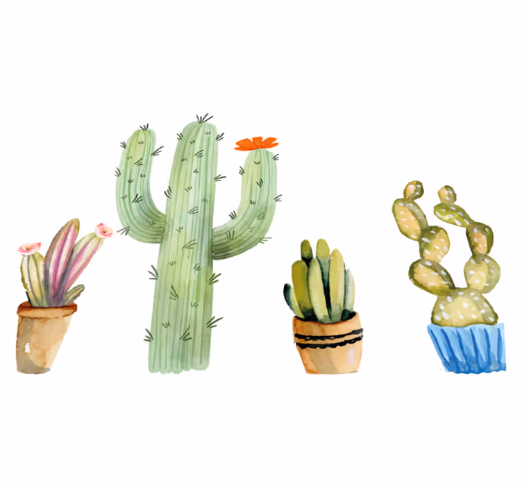 Vinylový koberec do jedálne s rôznymi kaktusmi - Tenstickers