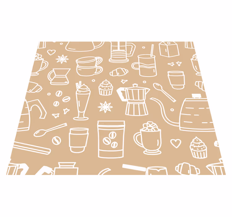 Vinylový koberec do kuchyne s motívom šálok a pohárov - Tenstickers