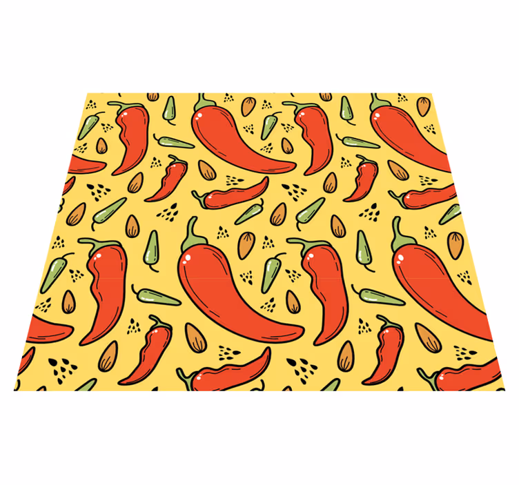 Vinylový koberec do kuchyne červené a zelené chilli - Tenstickers