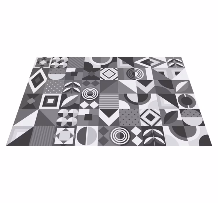 Vinylový koberec do kúpeľne sivé geometrické dlaždice - Tenstickers