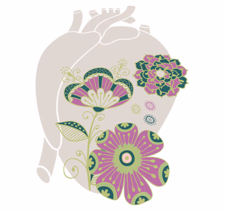 Vinylový koberec s kvetmi anatomic heart s červenými kvetmi - Tenstickers