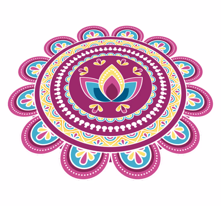 Vinylový koberec s kvetmi farebná lotosová mandala - Tenstickers
