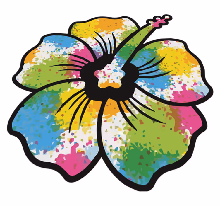 Vinylový koberec do spálne farebný hibiscus - Tenstickers