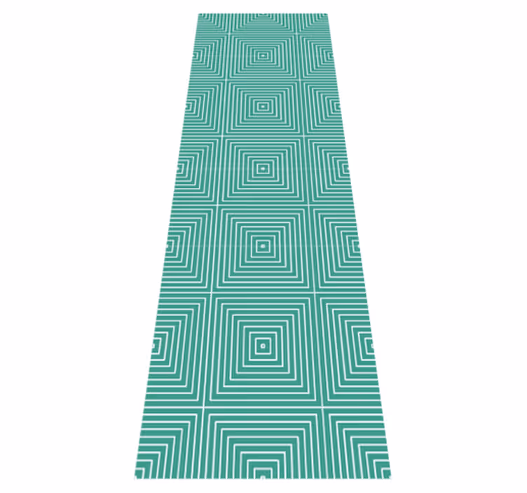 Vinylový koberec s geometrickými tvarmi v zelených štvorcoch - Tenstickers