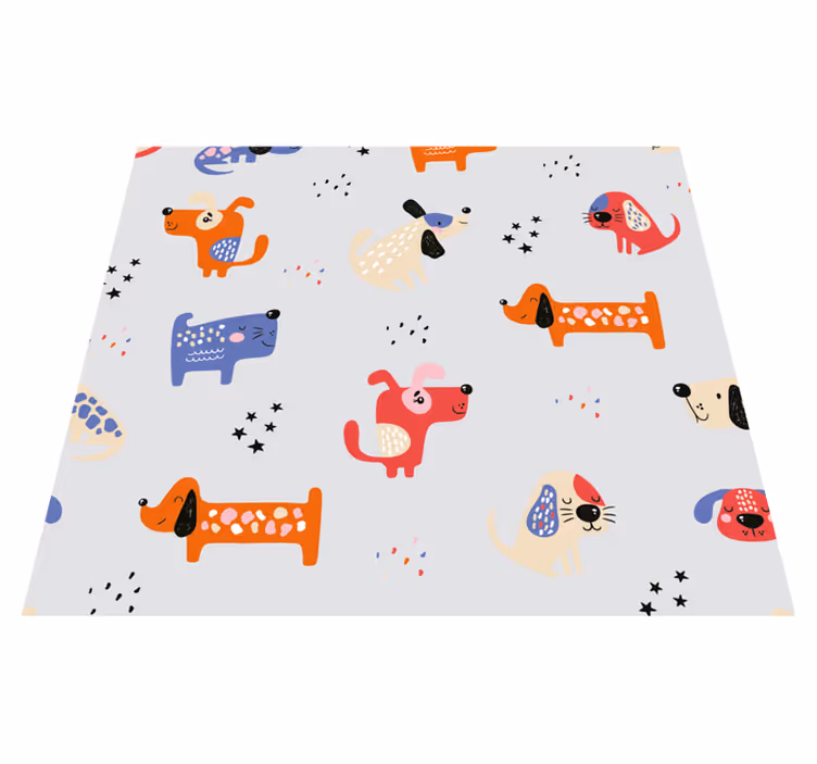 Vinylový koberec do spálne s ilustrovanými psami - Tenstickers