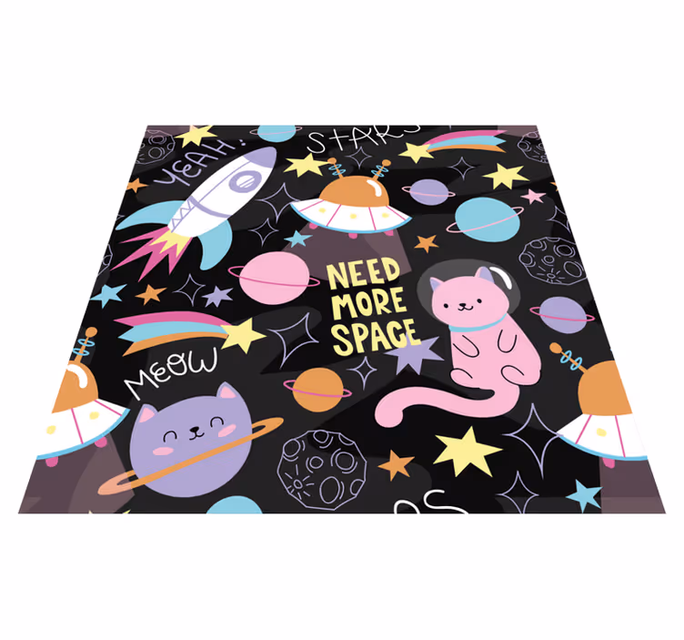 Rôzne vinylové koberce pre deti mačky vo vesmíre - Tenstickers