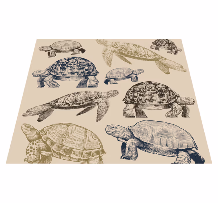 Vinylový koberec do spálne s béžovým pozadím korytnačiek - Tenstickers