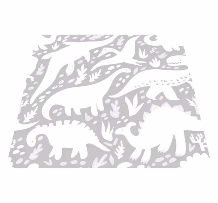 Vinylový koberec do spálne s bielym dinosaurím vzorom - Tenstickers