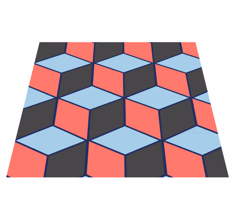 Vinylový koberec do spálne geometrické štvorce 3d - Tenstickers