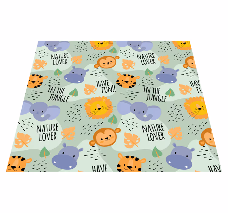 Rôzne vinylové koberce pre deti zelené jungle zvieratká - Tenstickers