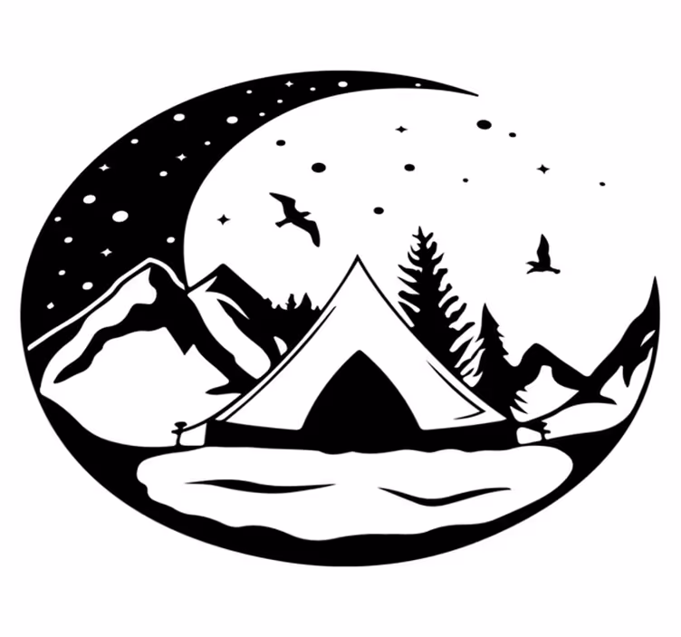 Prírodný vinylový koberec hory a mesačná noc - Tenstickers