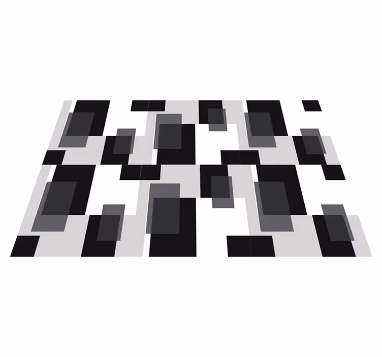 Vinylový koberec s geometrickými tvarmi čierno-biele bloky - Tenstickers