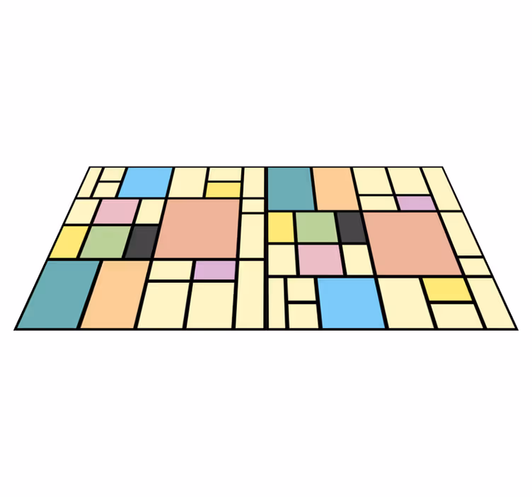 Vinylový koberec s geometrickými tvarmi farebné bloky - Tenstickers