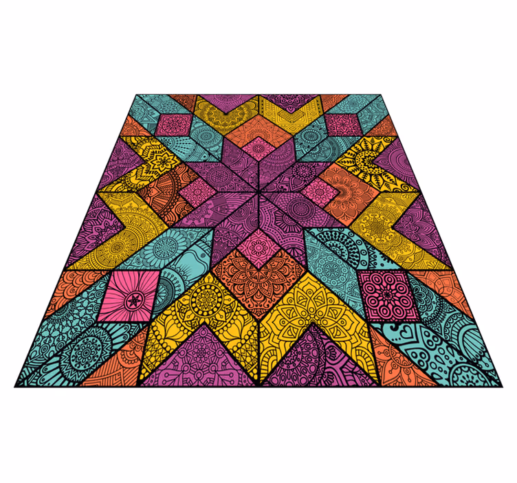 Vinylový koberec s geometrickými tvarmi farebné prvky - Tenstickers