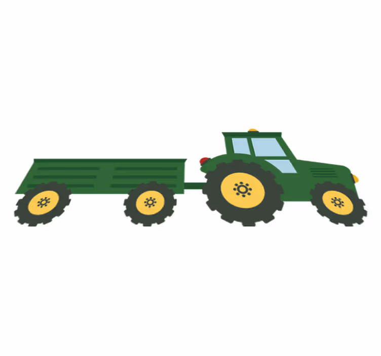 Detský vinylový koberec zelený traktor a vozík - Tenstickers