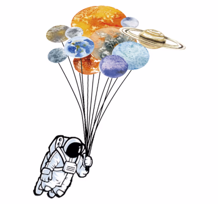 Detský vinylový koberec astronaut s farebnými balónmi - Tenstickers