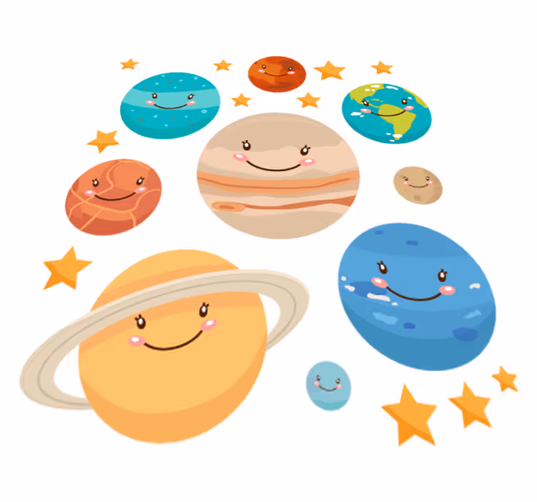 Detský vinylový koberec nálepky planét slnečnej sústavy - Tenstickers