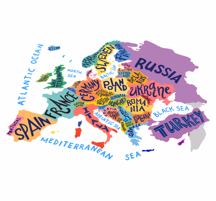 Detský vinylový koberec mapa európy pre deti - Tenstickers