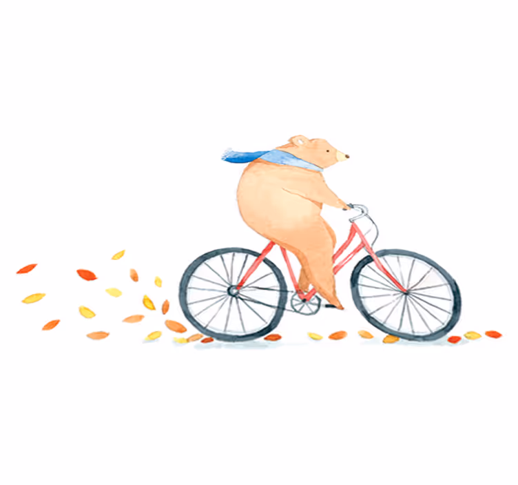 Detský vinylový koberec medveď na bicykli - Tenstickers