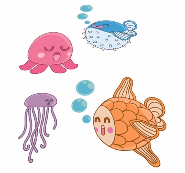 Detský vinylový koberec s ilustráciou rýb - Tenstickers