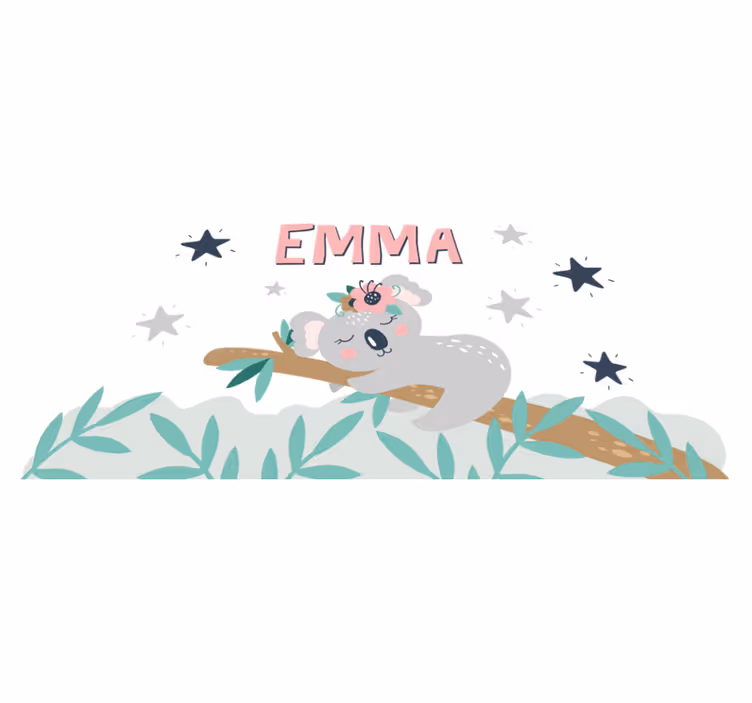 Detský vinylový koberec roztomilý koala pre dievča s menom - Tenstickers