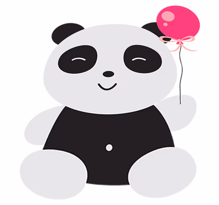 Detský vinylový koberec panda s ružovým balónom - Tenstickers