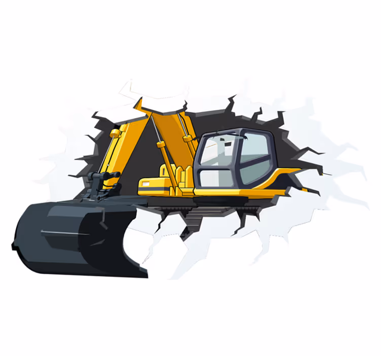 Detský vinylový koberec s bagrom v stene - Tenstickers