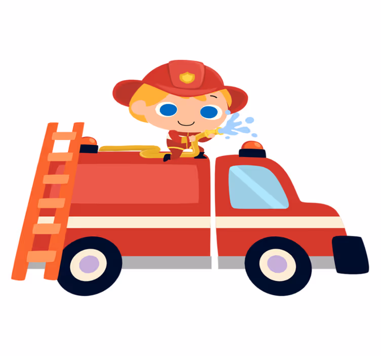 Detský vinylový koberec červené auto hasiča - Tenstickers