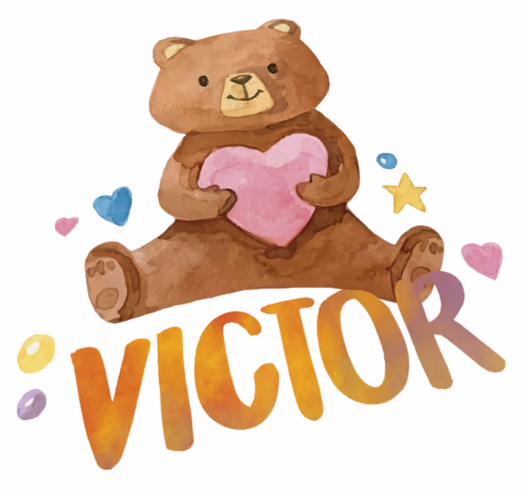 Detský vinylový koberec s plyšovým medvedíkom srdcom - Tenstickers