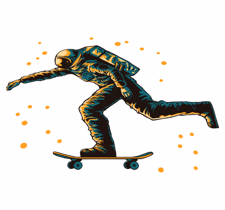 Detský vinylový koberec astronaut na skateboarde - Tenstickers