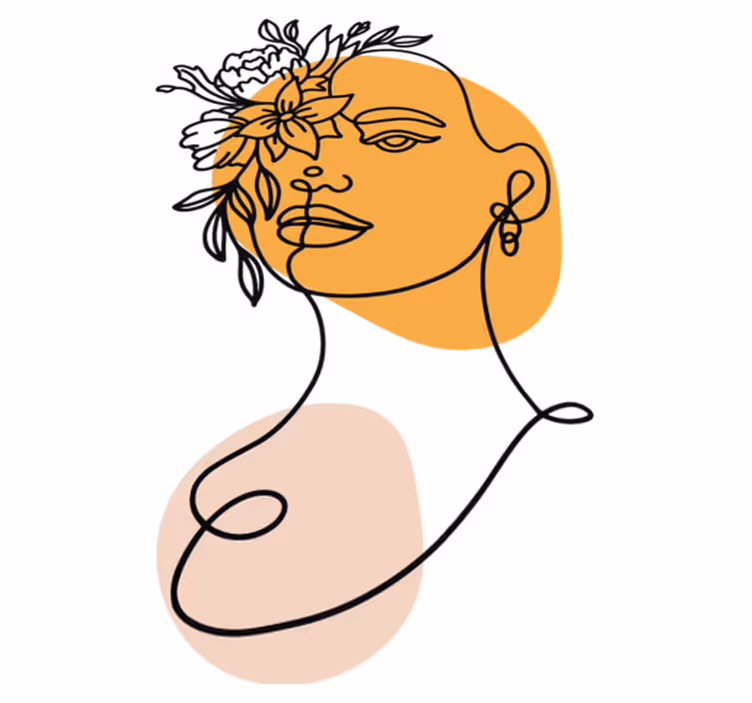 Vinylový koberec do spálne s minimalistickým portrétom ženy - Tenstickers