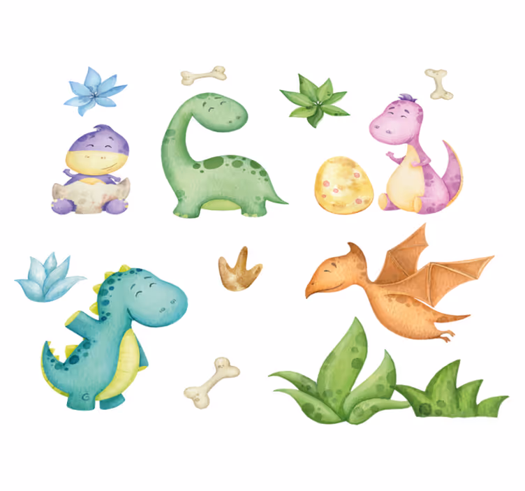 Vinylový koberec do spálne s kresleným severským dinosaurom - Tenstickers