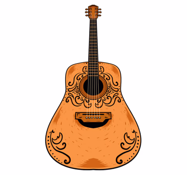 Vinylový koberec do spálne s oranžovou gitarou - Tenstickers