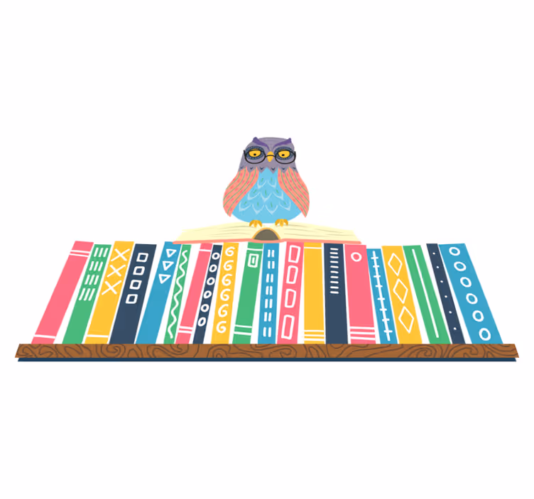 Vinylový koberec do spálne s kreslenou sovičkou v okuliaroch - Tenstickers