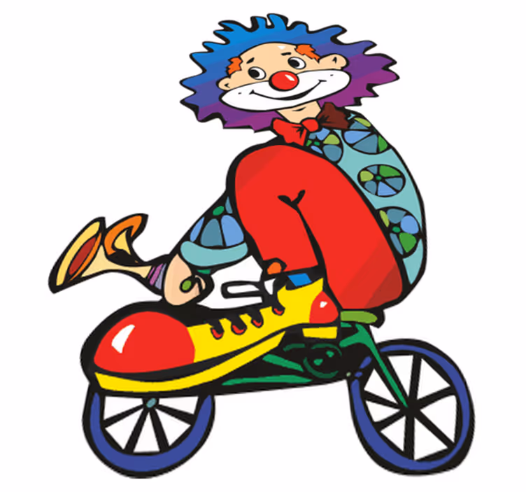 Detský vinylový koberec klaun na bicykli - Tenstickers
