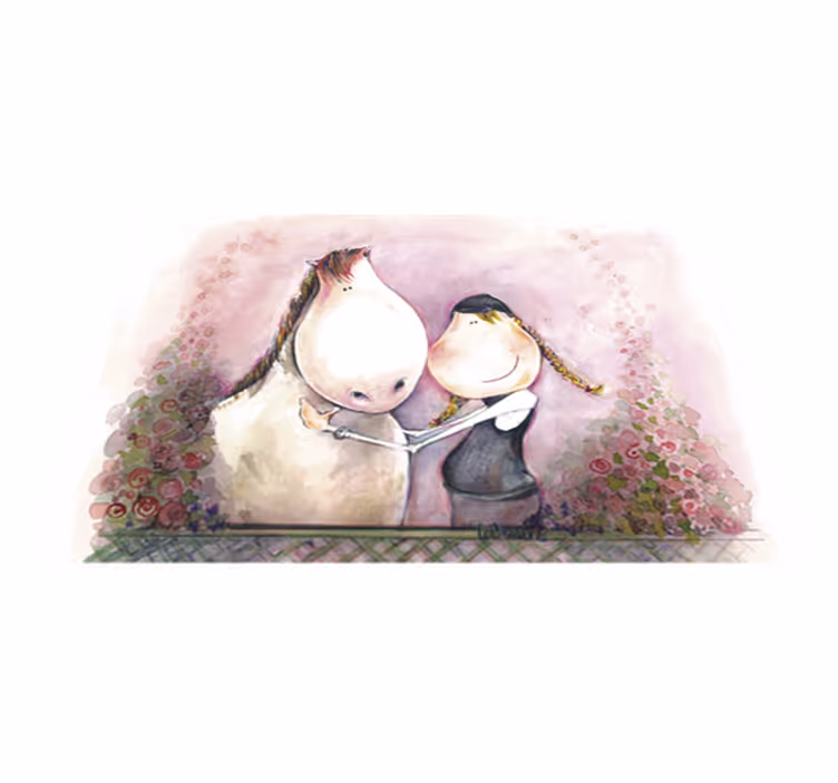 Detský vinylový koberec dievča a kôň - Tenstickers