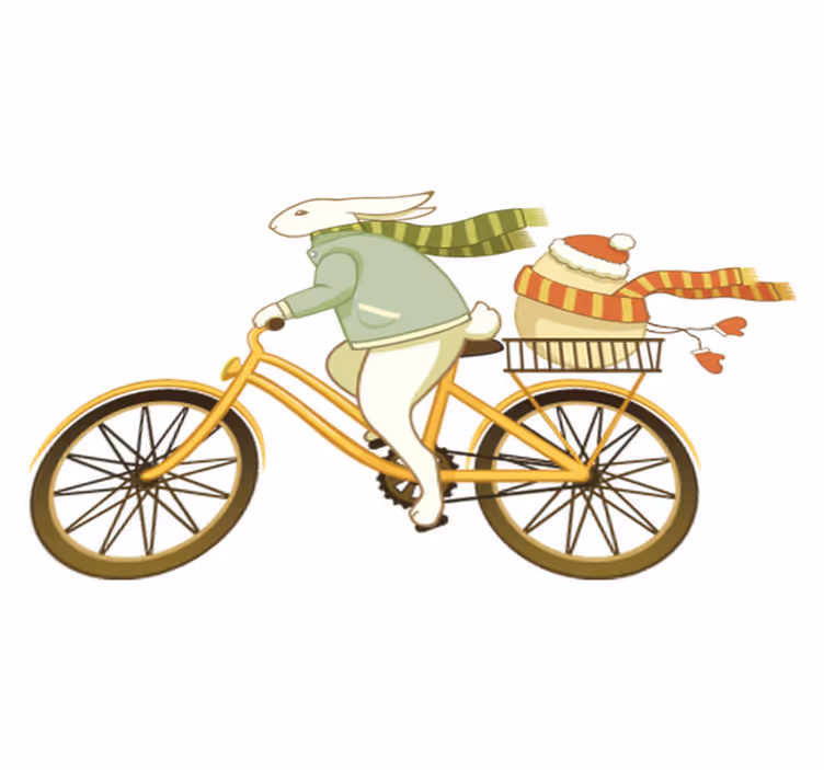Detský vinylový koberec zajko na bicykli - Tenstickers