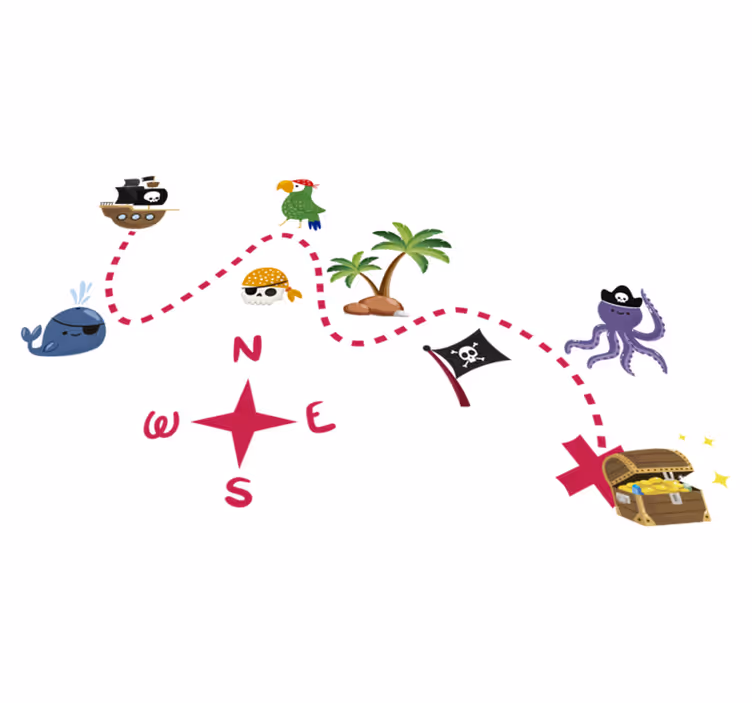 Detský vinylový hry mapa pokladu - Tenstickers