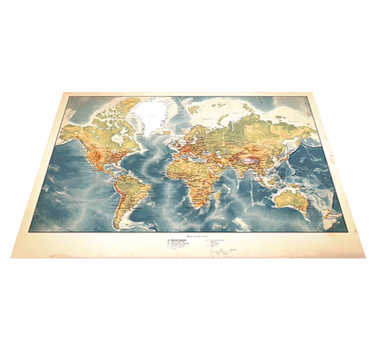 Vinylový koberec s mapou sveta starožitný - Tenstickers