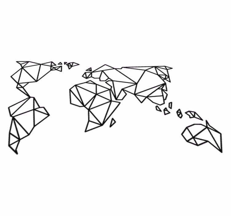 Vinylový koberec s mapou sveta origami dekorácia - Tenstickers