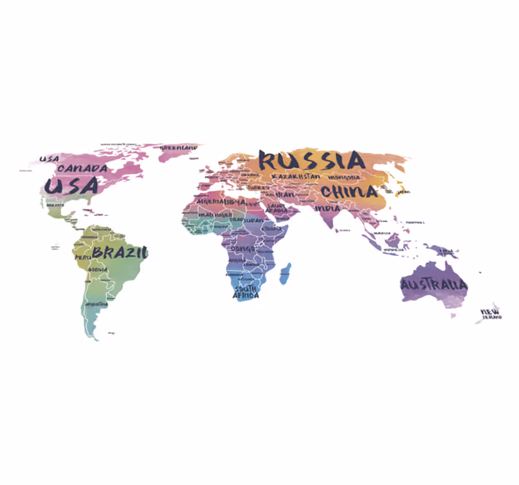 Vinylový koberec s mapou sveta a nálepkou písmen - Tenstickers